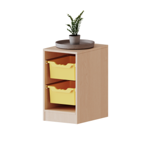 ErgoTray Regal, einreihig, 1,5 Ordnerhöhen - evo180 Serie B/H/T: 36,1x64x40 cm, mit Sockel (81 mm), 2 hohe ErgoTray Boxen-image