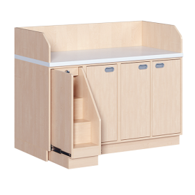 Wickelkommode, vierreihig B/H: 143x113 cm, Ausziehbarer Aufstieg, Türen-image