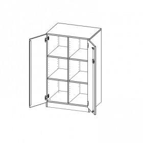 Schrank, zweireihig, 3 Ordnerhöhen - evo180 Serie B/H/T: 70,3x118x50 cm, zweitürig, mit Sockel (81 mm), ohne Boxen-image