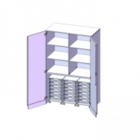 Garagenschrank ohne Sockel, 5 Ordnerhöhen - Serie evo180 B/H/T: 120x190x60 cm, 3 Container mit je 6 flachen ErgoTray Boxen-image