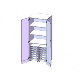 Garagenschrank ohne Sockel, 5 Ordnerhöhen - Serie evo180 B/H/T: 80x190x60 cm, 2 Container mit je 6 flachen ErgoTray Boxen-image