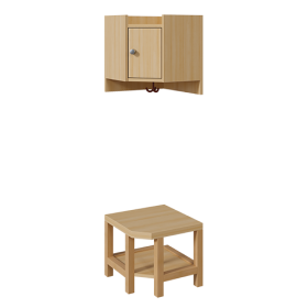 Garderoben-Innenecke mit Ablage und Tür B/T: 43x43 cm, Sitzhöhe: 42 cm, 2teilig ohne Stütze, Ablage zur Wandmontage, unter Bank Schuhablage-image