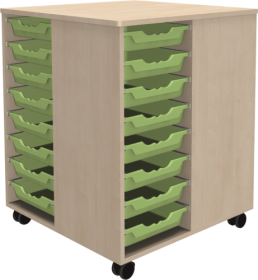 Spielinsel A-Toll Maxi, mit 32 flachen Ergo Tray Boxen, fahrbar B/H/T: 75x100x75 cm, Korpusdekor und Farbe der Boxen nach Wahl-image