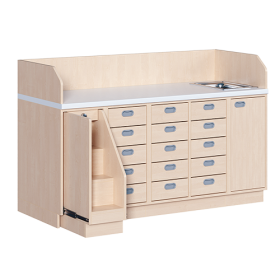 Wickelkommode, vierreihig zuzüglich Waschbecken B/H: 179x113 cm, Ausziehbarer Aufstieg, 15 Schübe und Waschbecken-image