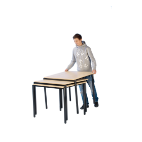 Stack-O-Flex Stapeltisch 140 x 70 cm, fahrbar & stapelbar Tischplatte melaminharzbeschichtet, Dekor und Tischhöhe DIN 6 - 76 cm-image