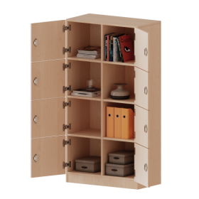 Schließfachschrank, 4 Ordnerhöhen - Serie evo180 Breite 80 cm, Gesamthöhe 154 cm, 8 Schließfächer, mit Sockel (81 mm)-image