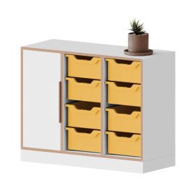 qickly® Schrank, 2 Ordnerhöhen, 1 Tür, 8 große Ergo Tray Boxen B/H/T: 104,2x74,3x42,6 cm-image