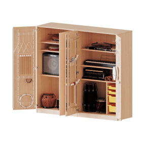 Musikschrank, 5 Ordnerhöhen - Serie evo180 B/H/T: 209x190x60 cm, zweiteilig, Türen mit Instrumentenhalterungen, mit 3 ErgoTray Boxen, mit Sockel (81 mm) Musikschrank, 5 Ordnerhöhen - Serie evo180 B/H/T: 209x190x60 cm, zweiteilig, Türen mit Instrumentenhalterungen, mit 3 ErgoTray Boxen, mit Sockel (81 mm)-image