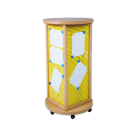 Litfaßsäule, Infosäule in Quaderform mit Lochblechfüllung, fahrbar Durchmesser 70 cm, in 3 Höhen lieferbar-image