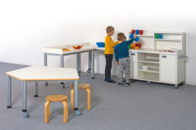 Servierwagen B/H/T: 120/132x107x52 cm, mobiler 3teiliger Unterschrank mit Arbeitsplatte und Aufsatz-image