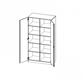 Schrank, 5 Ordnerhöhen - Serie evo180 B/H/T: 100x190x50 cm, 2 Türen, abschließbar, mit Mittelwand, mit Sockel (81 mm)-image