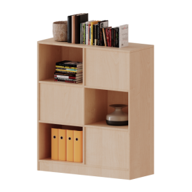 Raumteiler Regal, 3 Ordnerhöhen - Serie evo180 B/H/T: 100x118x50 cm, 6 Fächer, wechselseitig angeordnet, mit Sockel (81 mm)-image