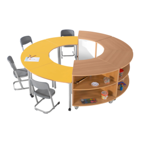 Tisch 1/8 Kreis, Vollkernplatte, Innendurchmesser: 120 cm fahrbar, Höhe: 64 cm, Tischplattenfarbe wählbar-image