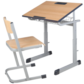 neigbarer Zweierschülertisch B/T: 130x55 cm, Höhe wählbar, mit Schichtstoff-image