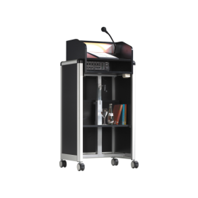 höhenverstellbares Rednerpult, mit Alu-Holz-Kombination, inkl. Mikrofon und Lautsprecher B/H/T: 65x100-128x51 cm höhenverstellbares Rednerpult, mit Alu-Holz-Kombination, inkl. Mikrofon und Lautsprecher B/H/T: 65x100-128x51 cm-image