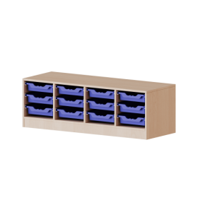 ErgoTray Regal, vierreihig, 1 Ordnerhöhe - evo180 Serie Breite 138,7 cm, Gesamthöhe 46 cm, mit Sockel, 12 flache ErgoTray Boxen ErgoTray Regal, vierreihig, 1 Ordnerhöhe - evo180 Serie Breite 138,7 cm, Gesamthöhe 46 cm, mit Sockel, 12 flache ErgoTray Boxen-image