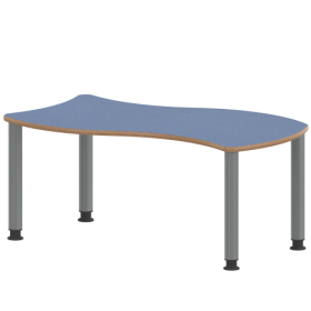 Tisch ZALOTTI mit Linoleum-Belag Rechteck-Wellentische, Stellfläche B/T: 126,7x76 cm, Höhen 41…76 cm, Stahlrohrbeine Ø 60 mm, Fußvariante: höhenverstellbar-image