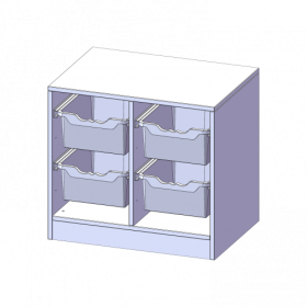 ErgoTray Regal, zweireihig, 1,5 Ordnerhöhen - evo180 Serie B/H/T: 70,3x64x50 cm, mit Sockel (81 mm), 4 hohe ErgoTray Boxen-image