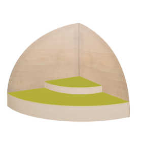 Viertelkreis-Podestanlage Raumecke B/H/T: 152x150x152 cm, 2 terassenförmige Viertelkreis-Podeste mit Linoleum und 2 gerundete Rückwände-image