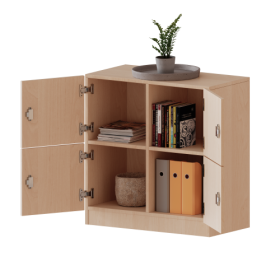 Schließfachschrank, 2 Ordnerhöhen - Serie evo180 Breite 80 cm, Gesamthöhe 82 cm, 4 Schließfächer, mit Sockel (81 mm)-image