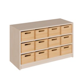 Korpus-Regal mit Materialkästen B/H/T: 102x60x40 cm mit 12 Massivholz-Kästen (ohne Sichtfenster)-image