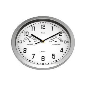 IMG70521720_12167 Quarz-Wanduhr, m. Thermometer/Hygrometer, Ø 22,5 cm, silber-image
