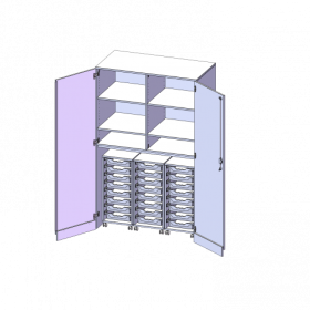 Garagenschrank ohne Sockel, 5 Ordnerhöhen - Serie evo180 B/H/T: 120x190x60 cm, 3 Container mit je 8 flachen ErgoTray Boxen-image