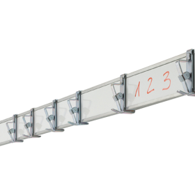 Bilderklemmleiste Stahl weiß Bilderleiste mit 3 Papierklemmen pro Meter, Oberfläche in Stahl weiss, magnethaftend-image