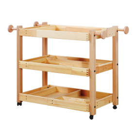 Gerätewagen aus Holz B/H/T: 85x85x50 cm, 3 Ablageböden mit Facheinteilung und Aufkantung Gerätewagen aus Holz B/H/T: 85x85x50 cm, 3 Ablageböden mit Facheinteilung und Aufkantung-image