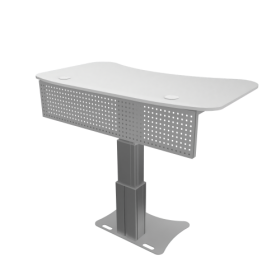 Elektrisch höhenverstellbares Pult mit Blechkabelkanal & Frontblende B/H/T: 160x65-135x90 cm-image