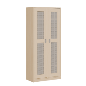 Bettzeugschrank mit 2 Lochblechtüren und 12 Fächern B/H/T: 78x180x60 cm, Rahmentüren mit Lochblechfüllung-image