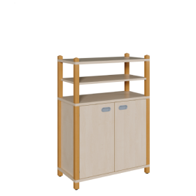 Stollen-Schrank mit 2 Türen, oben 2 offene Fächer B/H/T: 82x120x40 cm, unten 2 Türen und 2 Einlegeböden, 3 große Fächer, oben offen mit 1 Einlegeboden für 2 Fächer-image
