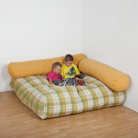 Quadratische Kuschelecke mit Flockenfüllung 3-teilig, Bezug schwer entflammbar B/H/T: 160x30x160 cm, Stoffbezug schwer entflammbar-image