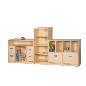 Fertigregalsystem in Korpusbauweise "Elias" B/H/T: 256x80/120x40 cm, Regalsystem aus 3 Regal Elementen, mit Schüben und Griffmulden-image