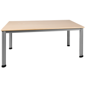 Rechteckiger Tisch, Platte mit Schichtstoff B/T: 160 x 80 cm, wählbare Tischhöhe nach DIN von 41...76 cm, Stahlrohr-Füße Ø 60-image