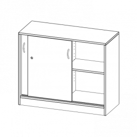 Schiebetürenschrank, 2 Ordnerhöhen - Serie evo180 B/H/T: 100x82x40 cm, abschließbar, mit Mittelwand, mit Sockel (81 mm)-image