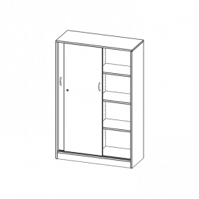 Schiebetürenschrank, 4 Ordnerhöhen - Serie evo180 B/H/T: 100x154x40 cm, abschließbar, mit Mittelwand, mit Sockel (81 mm)-image