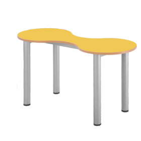 Kleeblatt Zweiertisch Schultisch mit Melaminplatte, fahrbar Fahrbar, B/T 118 x 49 cm, Höhe 64 cm, Dekor Buche, Melaminplatte-image
