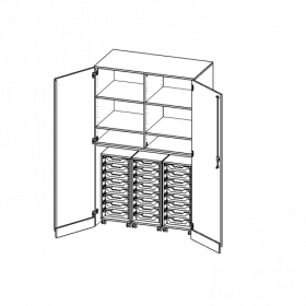 Garagenschrank ohne Sockel, 5 Ordnerhöhen - Serie evo180 B/H/T: 120x190x60 cm, 3 Container mit je 8 flachen ErgoTray Boxen-image