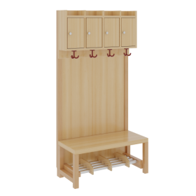 Komplettgarderobe mit Ablagen und Türen Stütze mit Paneelrückwand, Aluminiumrost mit Facheinteilung, T: 39 cm-image