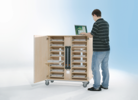 Notebookwagen mit16 Fächern, fahrbar B/H/T: 125x125x42 cm-image