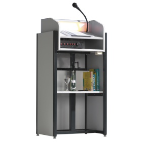 höhenverstellbares Rednerpult, mit Melamin-Stahl-Kombination, inkl. Mikrofon und Lautsprecher B/H/T: 58x100-128x51 cm höhenverstellbares Rednerpult, mit Melamin-Stahl-Kombination, inkl. Mikrofon und Lautsprecher B/H/T: 58x100-128x51 cm-image