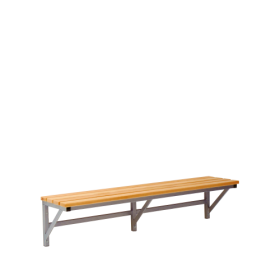 Umkleidebank wandmontiert mit Sitzfläche Melamin B/T: 150x35 cm, die 25 mm starke Sitzfläche ist melaminharzbeschichtet, die Gestellfarbe nach RAL ist wählbar-image