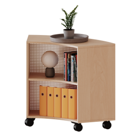 Fahrbares Sechstelkreisregal, 2 Ordnerhöhen - Serie evo180 B/H/T: 98,7x82x40 cm, Rückwand aus Lochblech-image