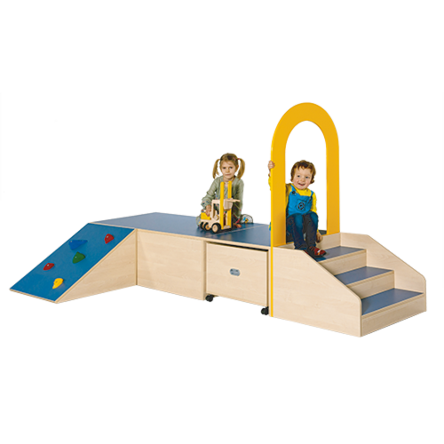 Podestanlage 11, 3teilig, mit Bogendurchgang und Linoleum-Deckplatten B/H/T: 292x46/142x140 cm, mit Treppe und Felsenaufgang zur Podestebene und 1 Rollkasten-image