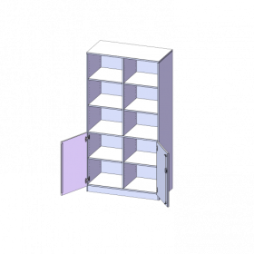 Schrank, 5 Ordnerhöhen, Türen unten (2 OH), oben 3 offene Fächer - Serie evo180 B/H/T: 100x190x50 cm, 2 Türen, abschließbar, mit Sockel (81 mm)-image