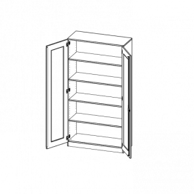 Schrank mit verglasten Türen, 5 Ordnerhöhen - Serie evo180 B/H/T: 100x190x40 cm, Türen mit Glaseinsatz, Vollausschnitt, abschließbar, mit Sockel (81 mm)-image