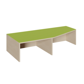 Podest mit Linoleum-Deckplatte, für Tiefenübergang rechts abgeschrägt B/T: 150x70/40, links Nische für 66 cm tiefen Rollkasten Podest mit Linoleum-Deckplatte, für Tiefenübergang rechts abgeschrägt B/T: 150x70/40, links Nische für 66 cm tiefen Rollkasten-image