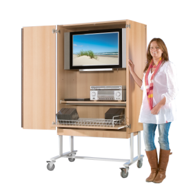 Zweitüriger TV-Wagen mit 1 Rollauszug & Fach B/H/T: 108x189x60 cm-image