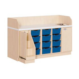 Wickelkommode, vierreihig zuzüglich Waschbecken B/H: 179x113 cm, Ausziehbarer Aufstieg, 12 Boxen und Waschbecken Wickelkommode, vierreihig zuzüglich Waschbecken B/H: 179x113 cm, Ausziehbarer Aufstieg, 12 Boxen und Waschbecken-image